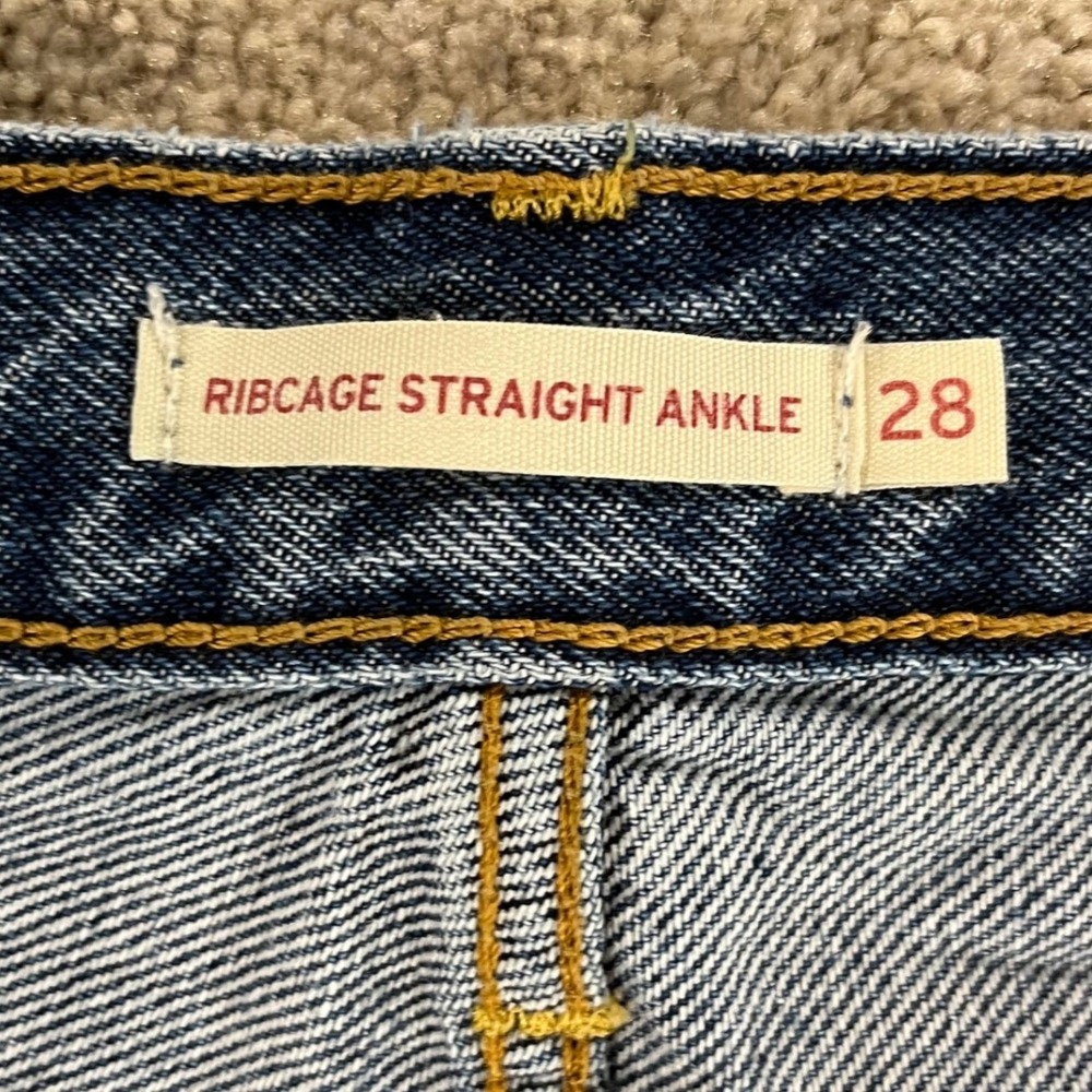 Levis Ribcage Straight Ankle Jeans Womens 28 Distressed Streetwear Button Fly - Picture 2 of 14